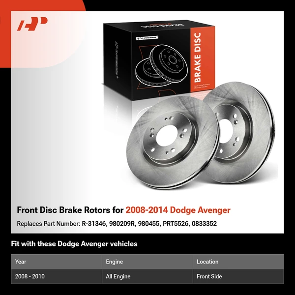 Front Disc Brake Rotors for 2008-2014 Dodge Avenger