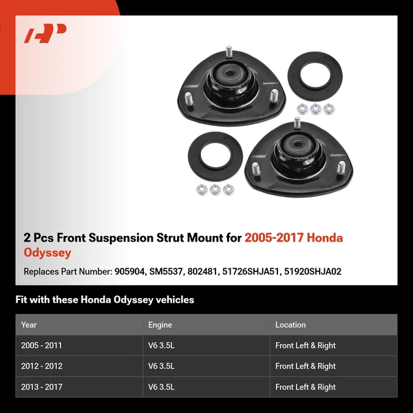 2 Pcs Front Suspension Strut Mount for 2005-2017 Honda Odyssey
