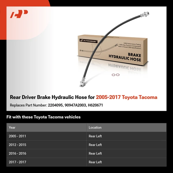 Rear Driver Brake Hydraulic Hose for 2005-2017 Toyota Tacoma