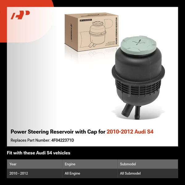 Power Steering Reservoir with Cap for 2010-2012 Audi S4