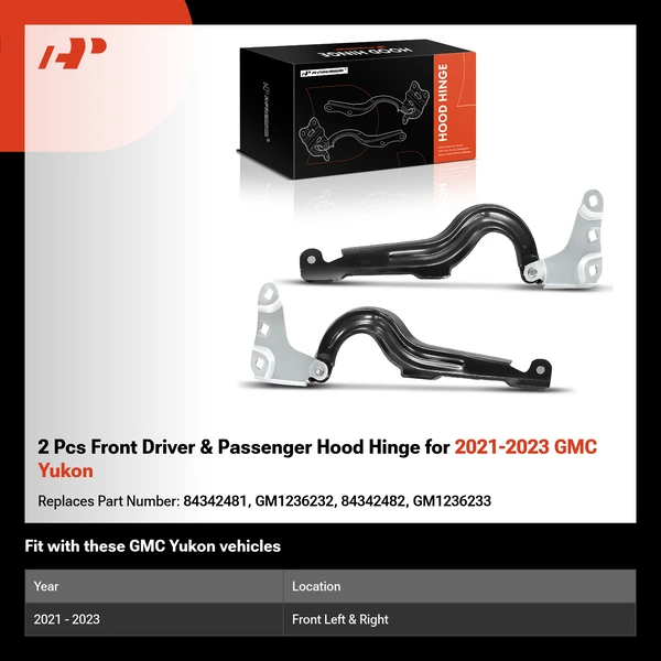 2 Pcs Front Driver & Passenger Hood Hinge for 2021-2023 GMC Yukon