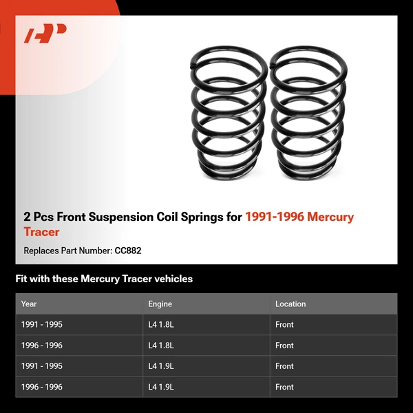 2 Pcs Front Suspension Coil Springs for 1991-1996 Mercury Tracer