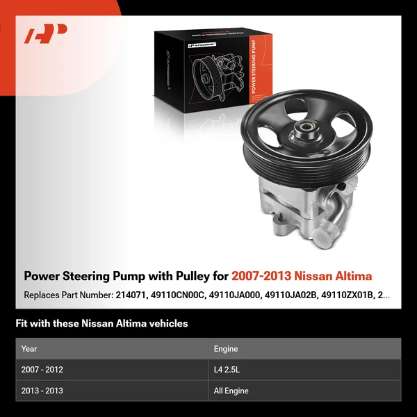 Power Steering Pump with Pulley for 2007-2013 Nissan Altima