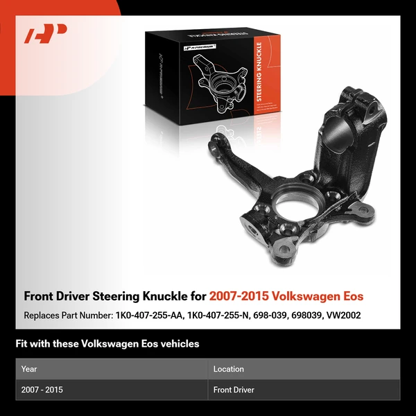 Front Driver Steering Knuckle for 2007-2015 Volkswagen Eos