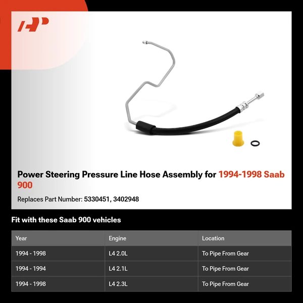 Power Steering Pressure Line Hose Assembly for 1994-1998 Saab 900