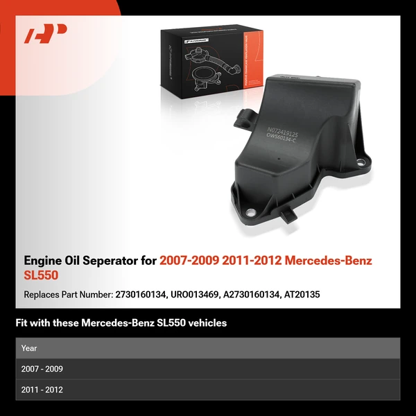 Engine Oil Seperator for 2007-2009 2011-2012 Mercedes-Benz SL550