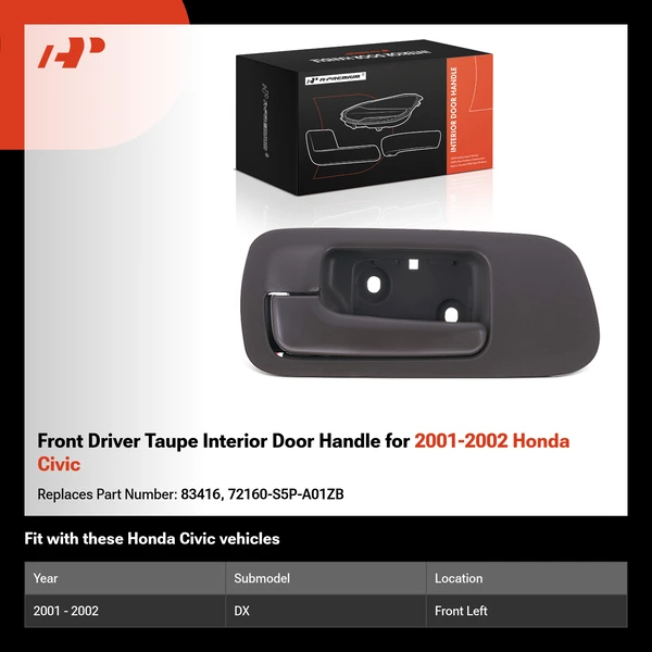 Front Driver Taupe Interior Door Handle for 2001-2002 Honda Civic