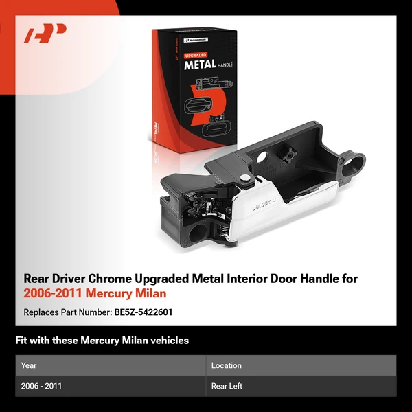 Rear Driver Chrome Upgraded Metal Interior Door Handle for 2006-2011 Mercury Milan