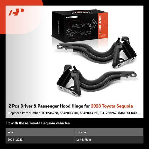 2 Pcs Driver & Passenger Hood Hinge for 2023 Toyota Sequoia