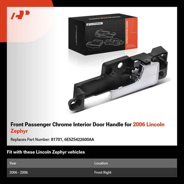 Front Passenger Chrome Interior Door Handle for 2006 Lincoln Zephyr