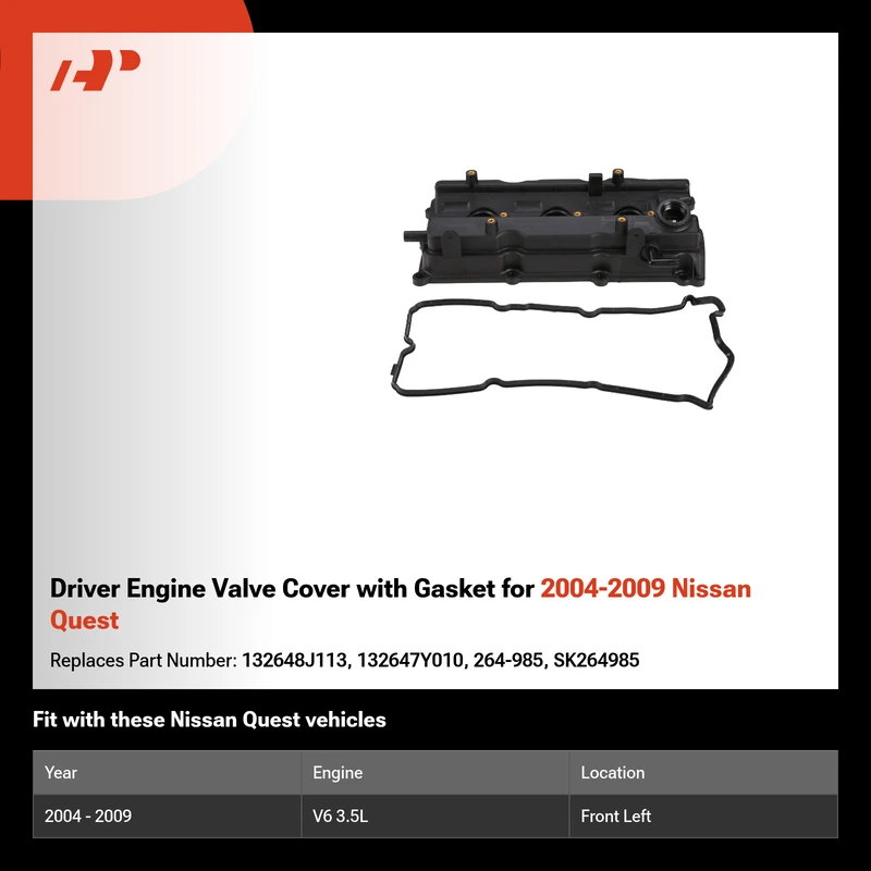 Driver Engine Valve Cover with Gasket for 2004-2009 Nissan Quest