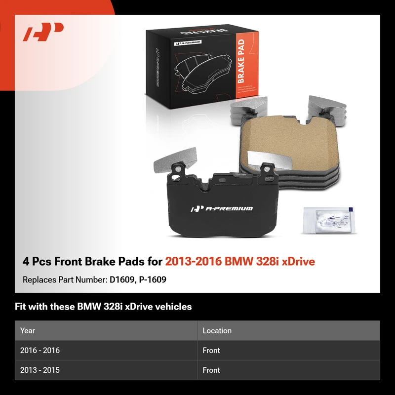4 Pcs Front Brake Pads for 2013-2016 BMW 328i xDrive