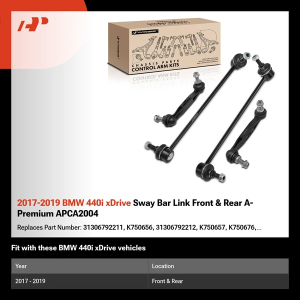 2017-2019 BMW 440i xDrive Sway Bar Link Front & Rear A-Premium APCA2004