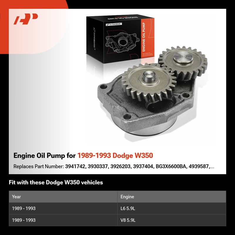 Engine Oil Pump for 1989-1993 Dodge W350