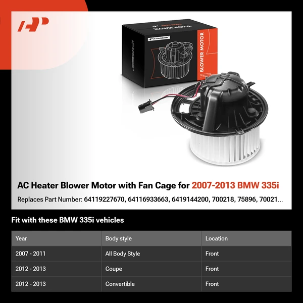 AC Heater Blower Motor with Fan Cage for 2007-2013 BMW 335i