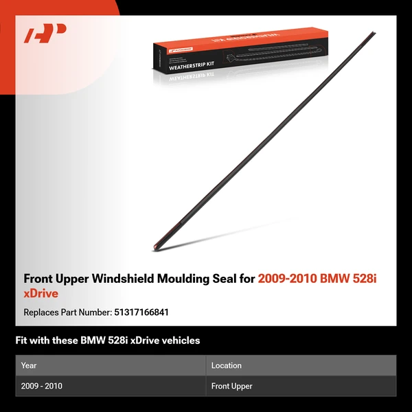 Front Upper Windshield Moulding Seal for 2009-2010 BMW 528i xDrive