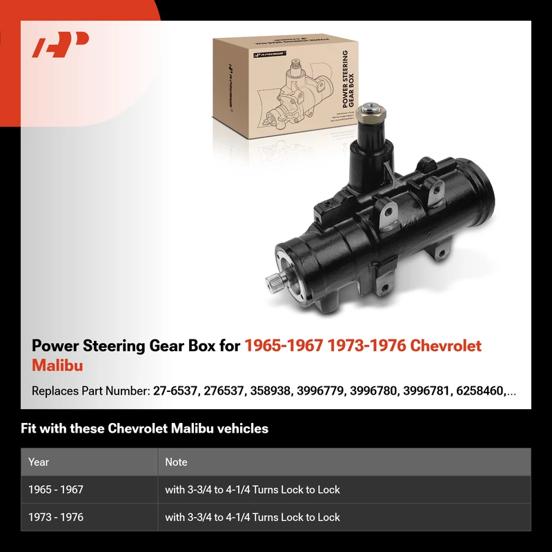 Power Steering Gear Box for 1965-1967 1973-1976 Chevrolet Malibu
