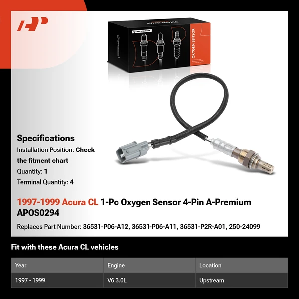 1997-1999 Acura CL 1-Pc Oxygen Sensor 4-Pin A-Premium APOS0294