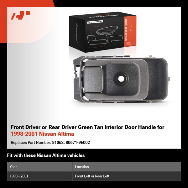 Front Driver or Rear Driver Green Tan Interior Door Handle for 1998-2001 Nissan Altima