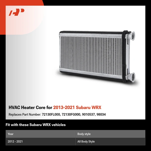 HVAC Heater Core for 2013-2021 Subaru WRX