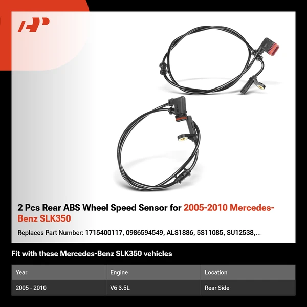 2 Pcs Rear ABS Wheel Speed Sensor for 2005-2010 Mercedes-Benz SLK350