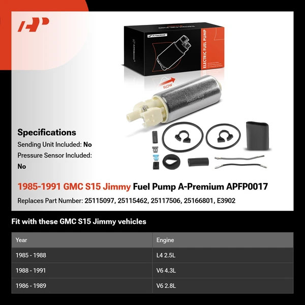 1985-1991 GMC S15 Jimmy Fuel Pump A-Premium APFP0017