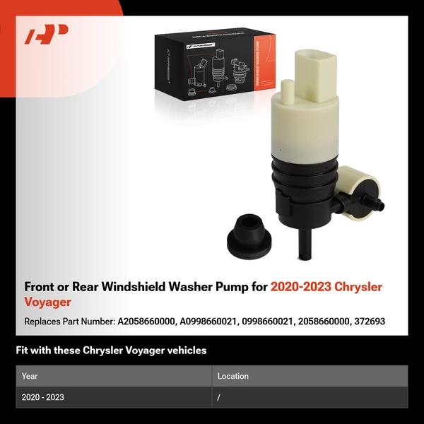 Front or Rear Windshield Washer Pump for 2020-2023 Chrysler Voyager