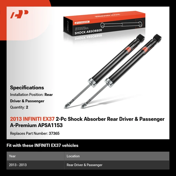 2013 INFINITI EX37 2-Pc Shock Absorber Rear Driver & Passenger A-Premium APSA1153