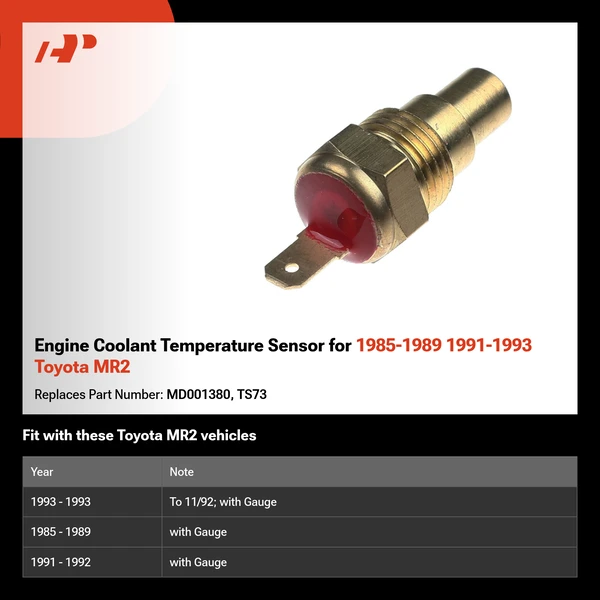 Engine Coolant Temperature Sensor for 1985-1989 1991-1993 Toyota MR2