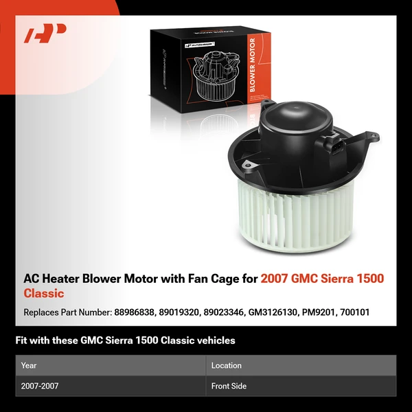 AC Heater Blower Motor with Fan Cage for 2007 GMC Sierra 1500 Classic