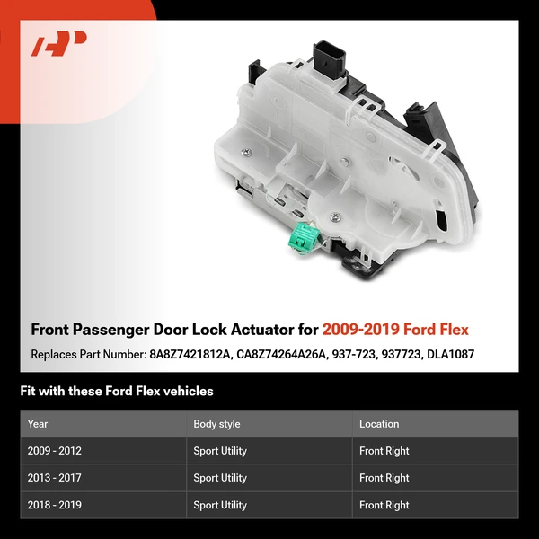 Front Passenger Door Lock Actuator for 2009-2019 Ford Flex