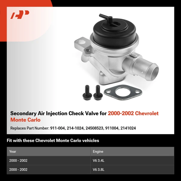 Secondary Air Injection Check Valve for 2000-2002 Chevrolet Monte Carlo