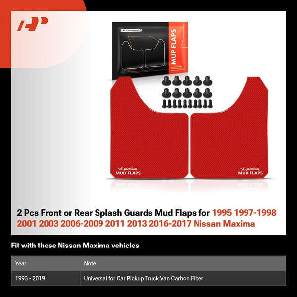 2 Pcs Front or Rear Splash Guards Mud Flaps for 1995 1997-1998 2001 2003 2006-2009 2011 2013 2016-2017 Nissan Maxima