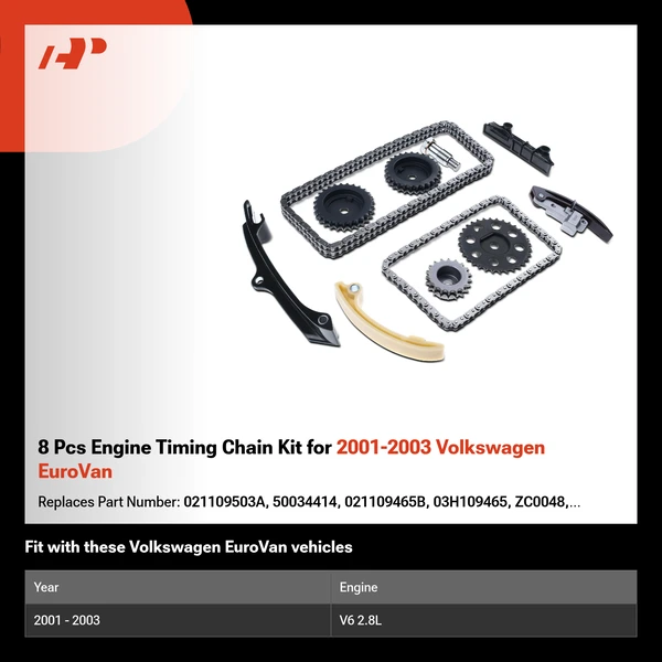 8 Pcs Engine Timing Chain Kit for 2001-2003 Volkswagen EuroVan