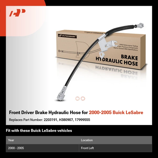 Front Driver Brake Hydraulic Hose for 2000-2005 Buick LeSabre