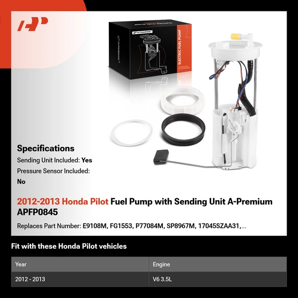 2012-2013 Honda Pilot Fuel Pump with Sending Unit A-Premium APFP0845