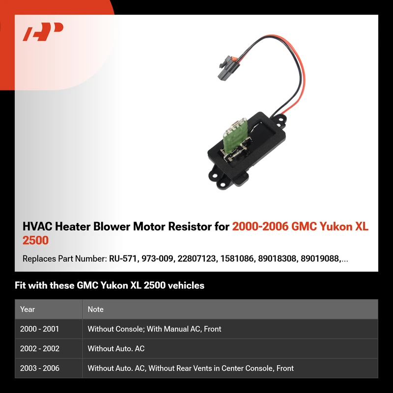 HVAC Heater Blower Motor Resistor for 2000-2006 GMC Yukon XL 2500