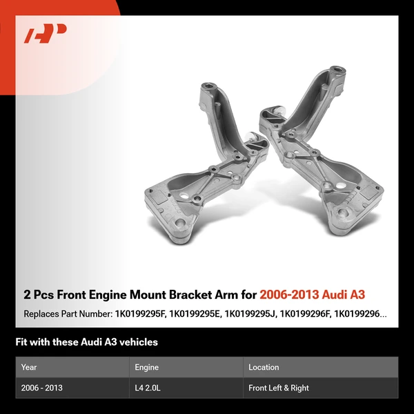 2 Pcs Front Engine Mount Bracket Arm for 2006-2013 Audi A3