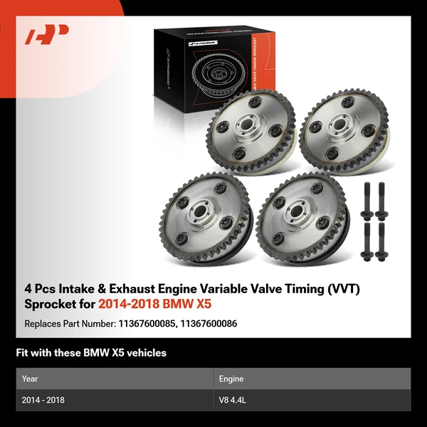 4 Pcs Intake & Exhaust Engine Variable Valve Timing (VVT) Sprocket for 2014-2018 BMW X5