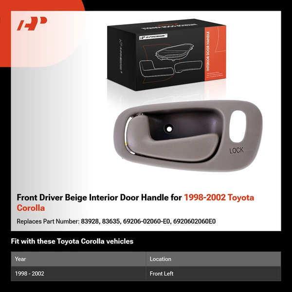 Front Driver Beige Interior Door Handle for 1998-2002 Toyota Corolla