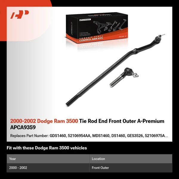 2000-2002 Dodge Ram 3500 Tie Rod End Front Outer A-Premium APCA9359