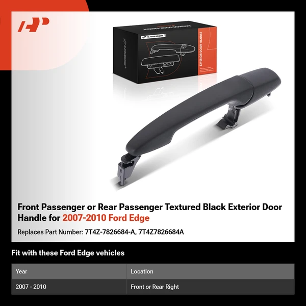 Front Passenger or Rear Passenger Textured Black Exterior Door Handle for 2007-2010 Ford Edge