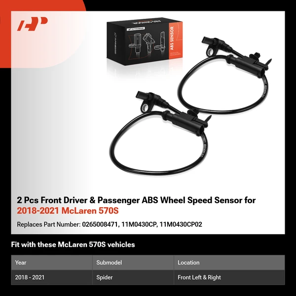 2 Pcs Front Driver & Passenger ABS Wheel Speed Sensor for 2018-2021 McLaren 570S