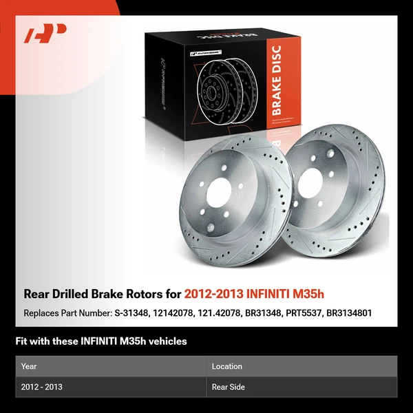 Rear Drilled Brake Rotors for 2012-2013 INFINITI M35h