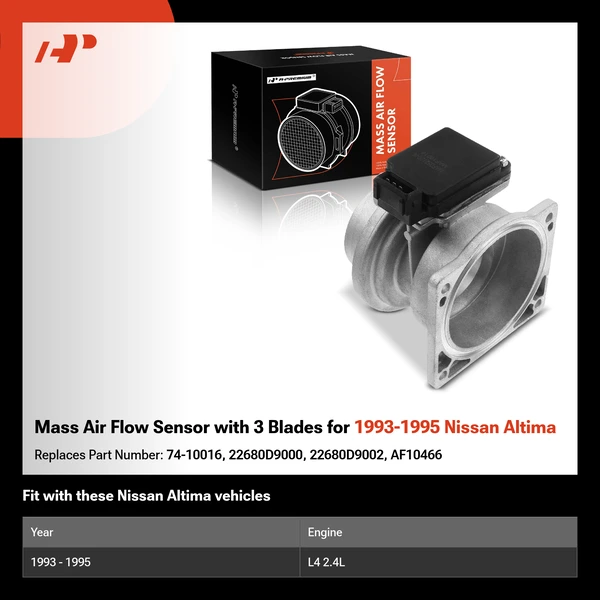 Mass Air Flow Sensor with 3 Blades for 1993-1995 Nissan Altima