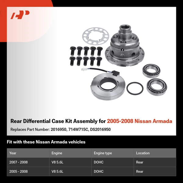 Rear Differential Case Kit Assembly for 2005-2008 Nissan Armada