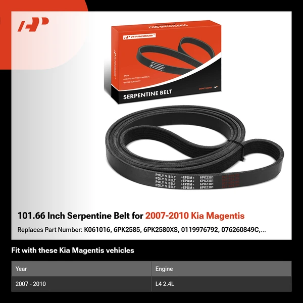 101.66 Inch Serpentine Belt for 2007-2010 Kia Magentis