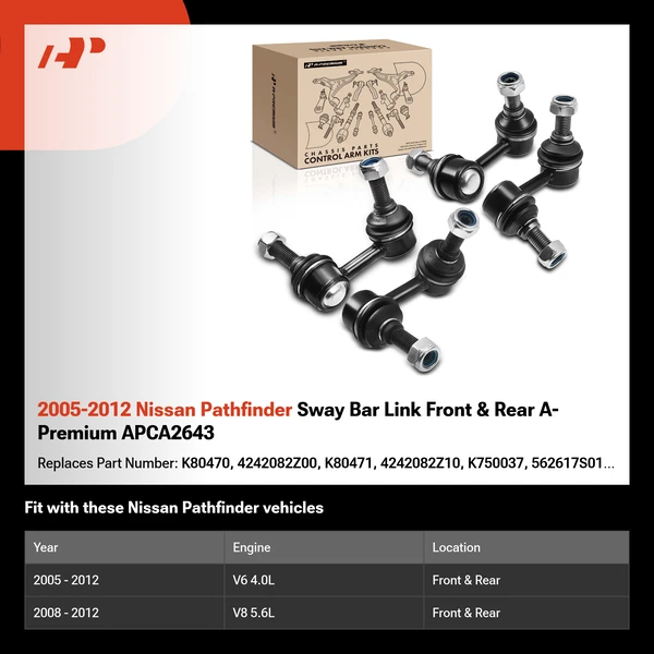 2005-2012 Nissan Pathfinder Sway Bar Link Front & Rear A-Premium APCA2643