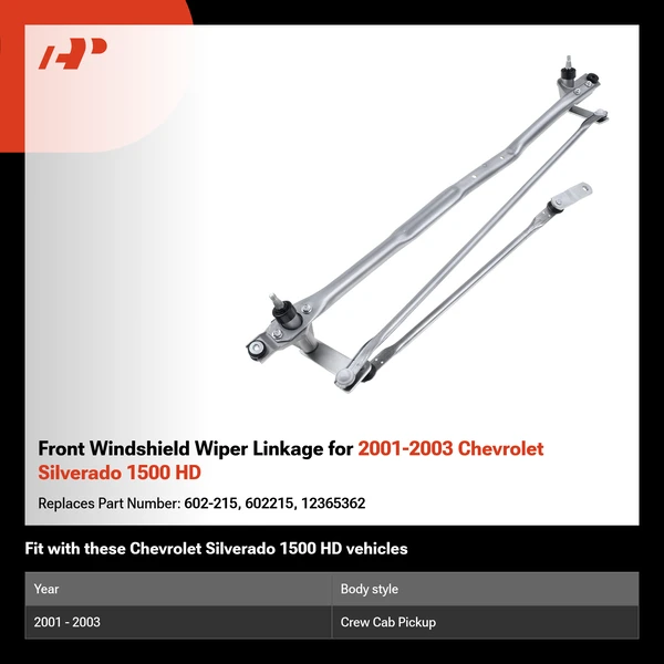 Front Windshield Wiper Linkage for 2001-2003 Chevrolet Silverado 1500 HD