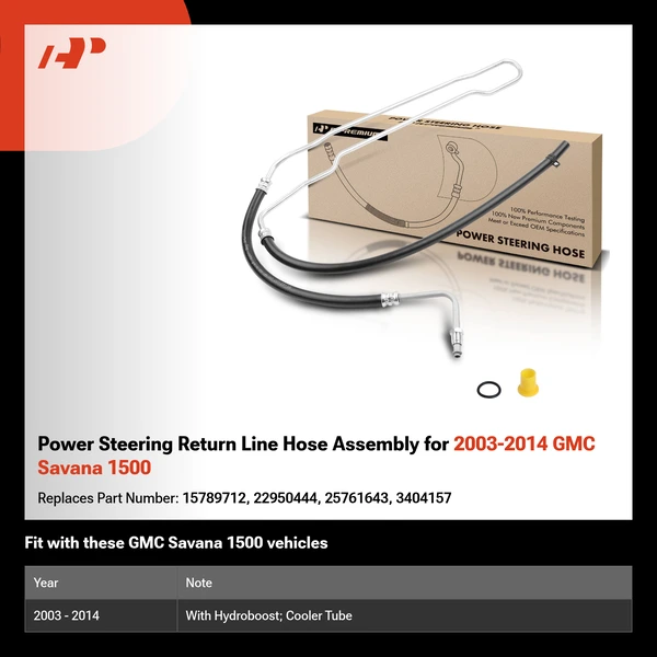 Power Steering Return Line Hose Assembly for 2003-2014 GMC Savana 1500